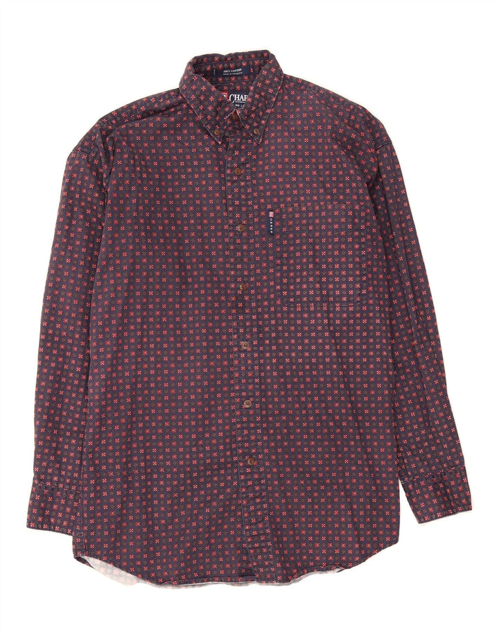CHAPS RALPH LAUREN Mens Shirt Small Navy Blue Floral Cotton Vintage Chaps Ralph Lauren and Second-Hand Chaps Ralph Lauren from Messina Hembry 