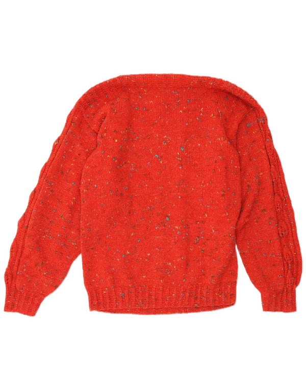 Vintage Damen Pullover mit U-Boot-Ausschnitt, UK 12, Mittelrot gefleckt