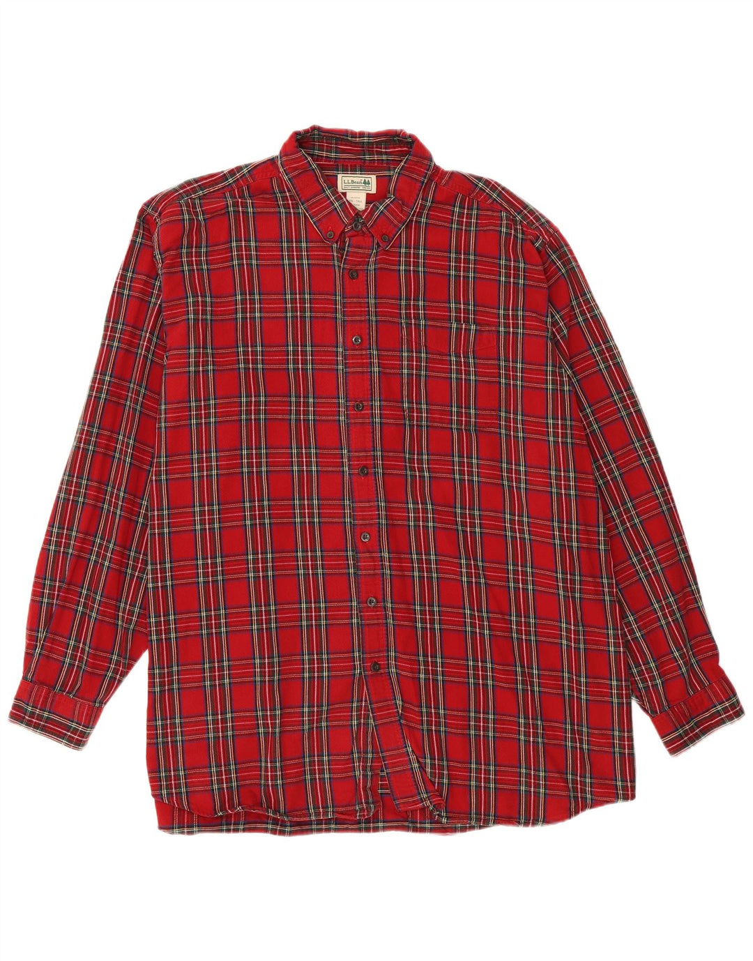 L.L.BEAN Flanellhemd für Herren, groß, Größe 2XL, rot kariert, Baumwolle
