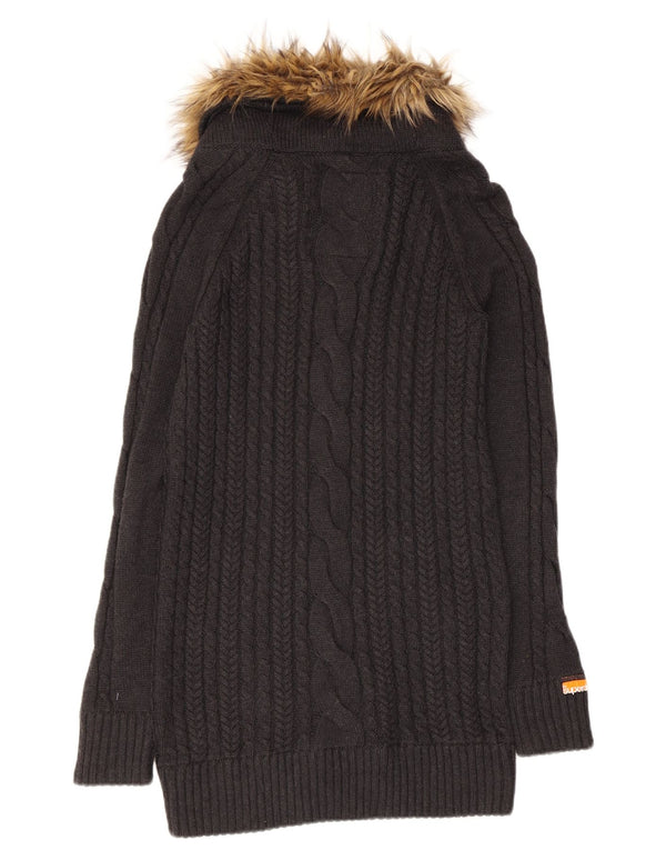 SUPERDRY Damen Longline Rollkragenpullover Pullover UK 12 Mittelgrau