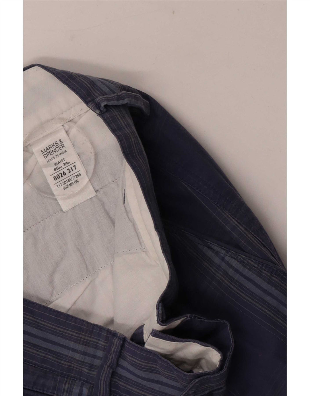 Marks & Spencer Herren-Chinoshorts, Größe L, W34, blau kariert, Baumwolle