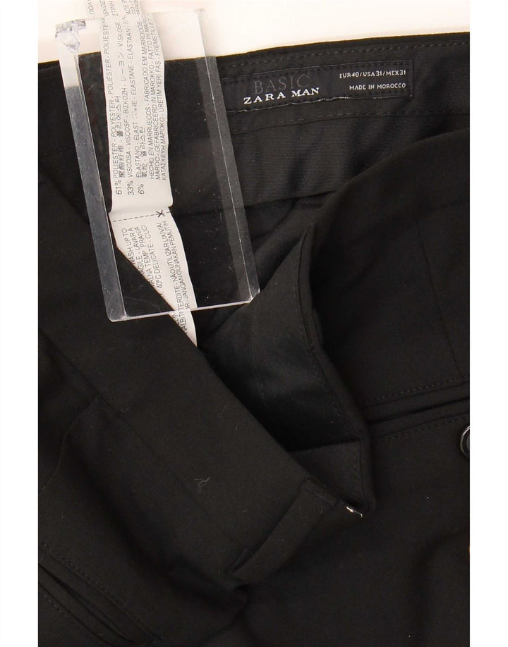 Gerade Anzughose für Herren von Zara, EU 40, mittelgroß, W31, L30, Schwarz, Polyester