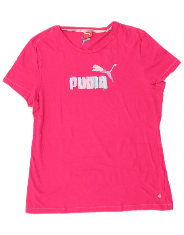 Puma Damen Graphic T-Shirt Top UK 14 Mittelrosa