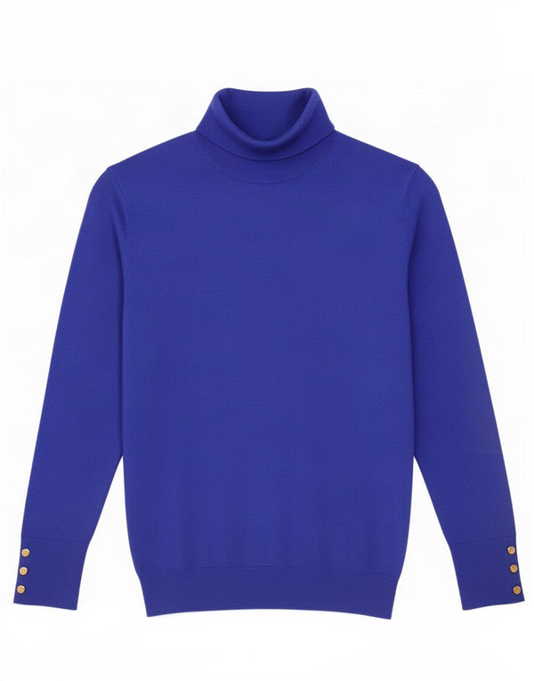 Rollkragenpullover für Damen von Zara, Gr. 14, Größe L, blau, Viskose
