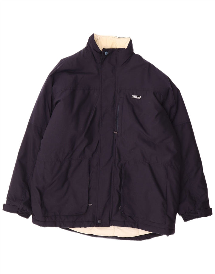 Reebok Herren gepolsterte Jacke UK 40 Large Marineblau Nylon