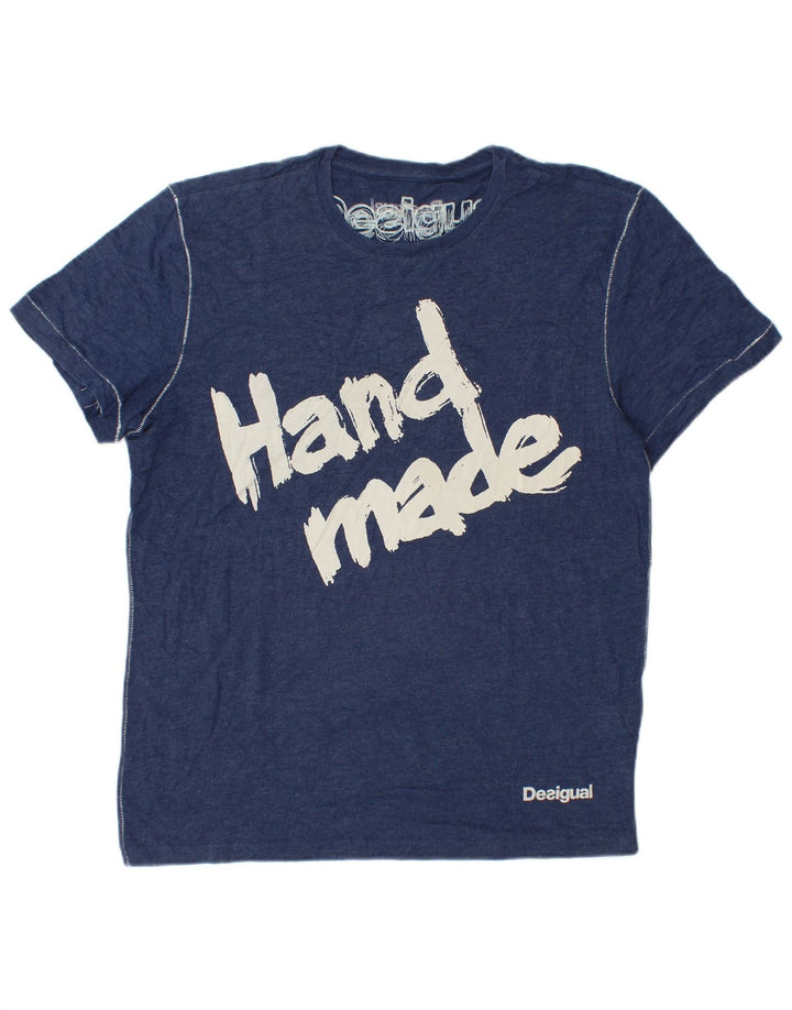 Desigual Herren-T-Shirt mit Grafik, groß, marineblau, Baumwolle