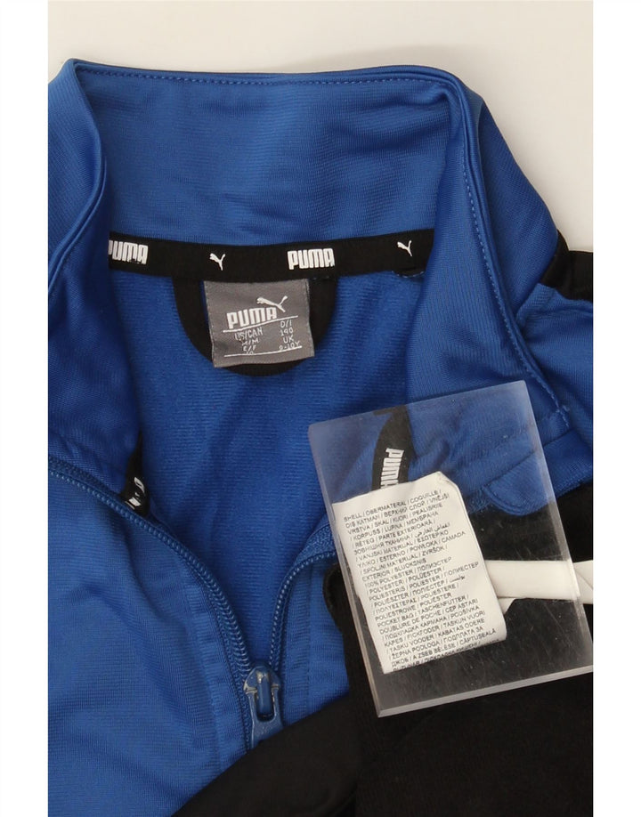 Puma Jungen Grafik-Trainingsanzug-Top-Jacke, 9–10 Jahre, blaues Farbblockdesign