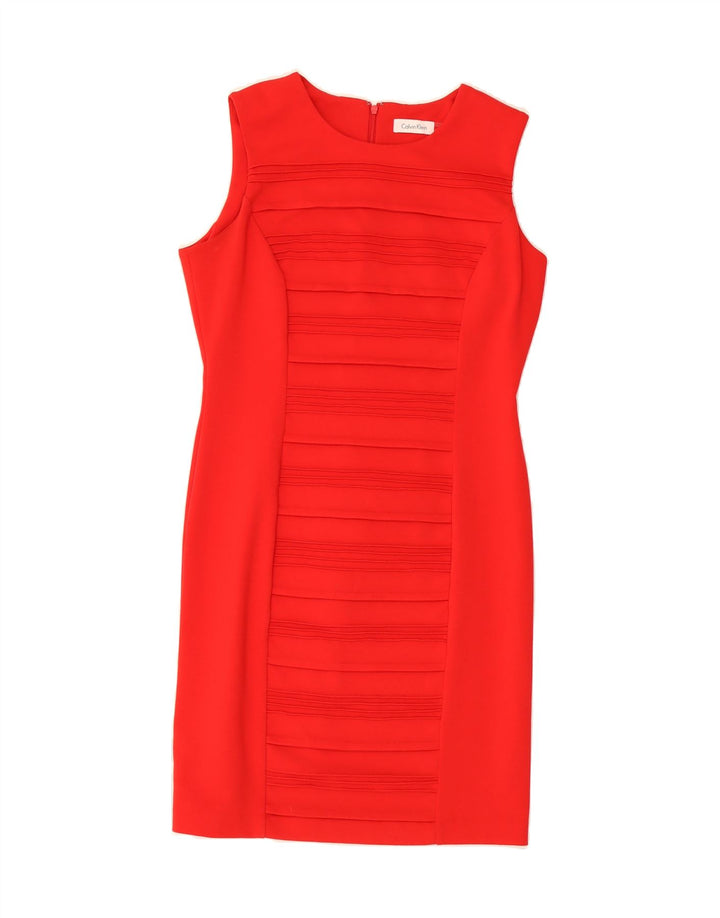 CALVIN KLEIN Womens Sleeveless Sheath Dress US 10 Large Red Polyester Vintage Calvin Klein and Second-Hand Calvin Klein from Messina Hembry 