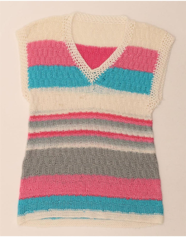 VINTAGE Womens Vest Tank Top UK 16 Large Multicoloured Striped Vintage Vintage and Second-Hand Vintage from Messina Hembry 