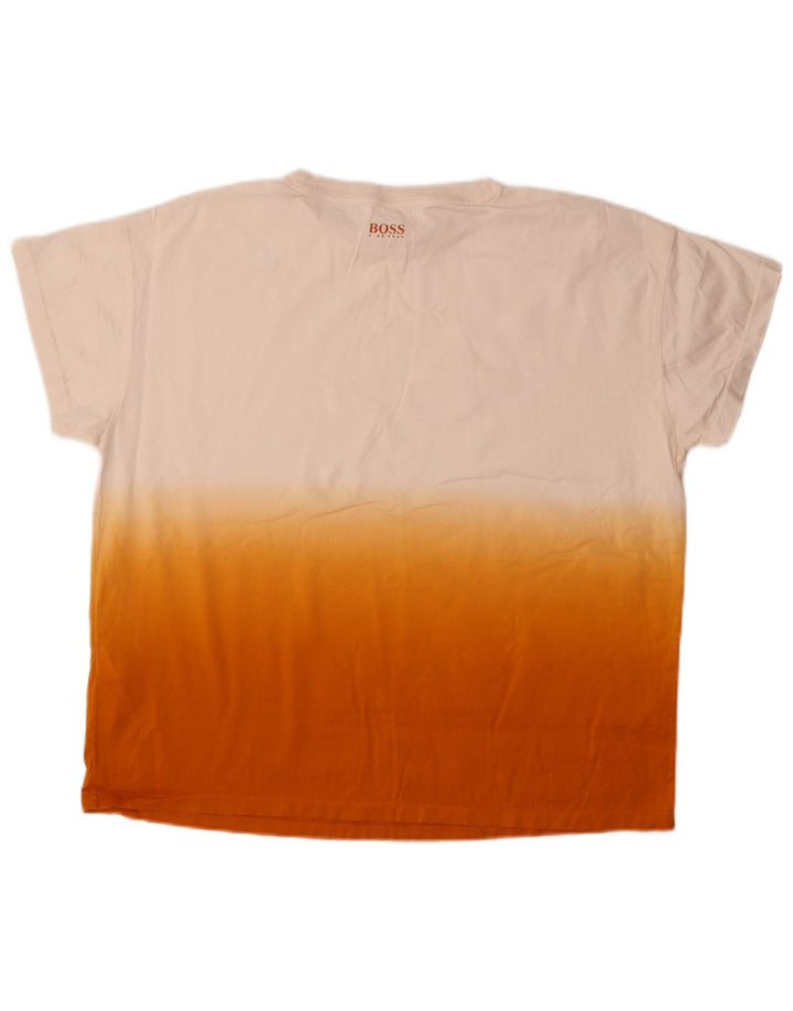 Hugo Boss Herren-T-Shirt-Oberteil, groß, weiße Colourblock-Baumwolle
