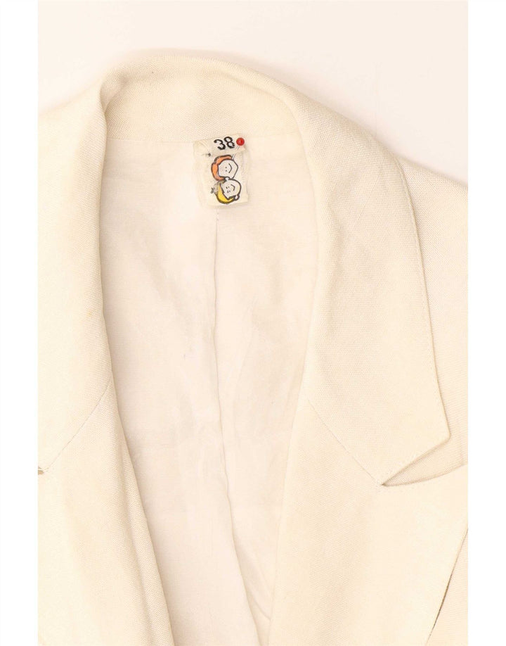 Vintage Damen Zweireihige Blazerjacke EU 38 Medium Off White
