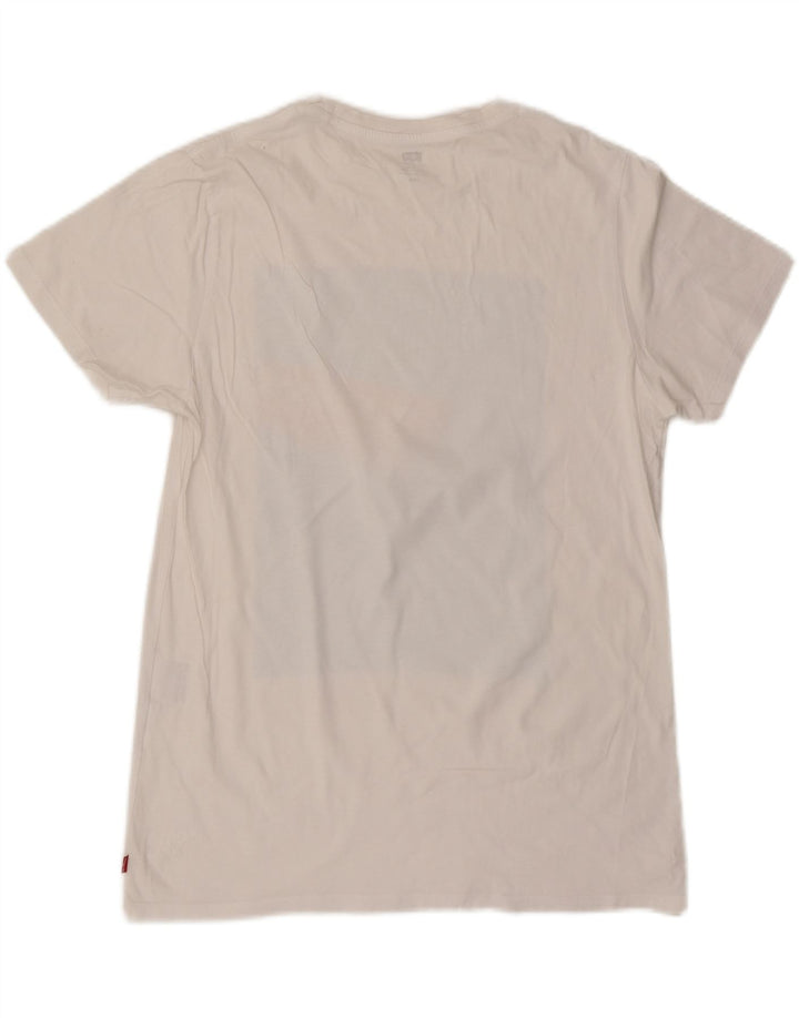LEVI'S Damen Grafik-T-Shirt-Oberteil UK 16 Large Weiß