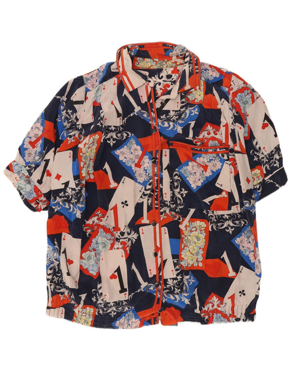 Vintage Womens Abstract Pattern Shirt Blouse UK 16 Large Multicoloured