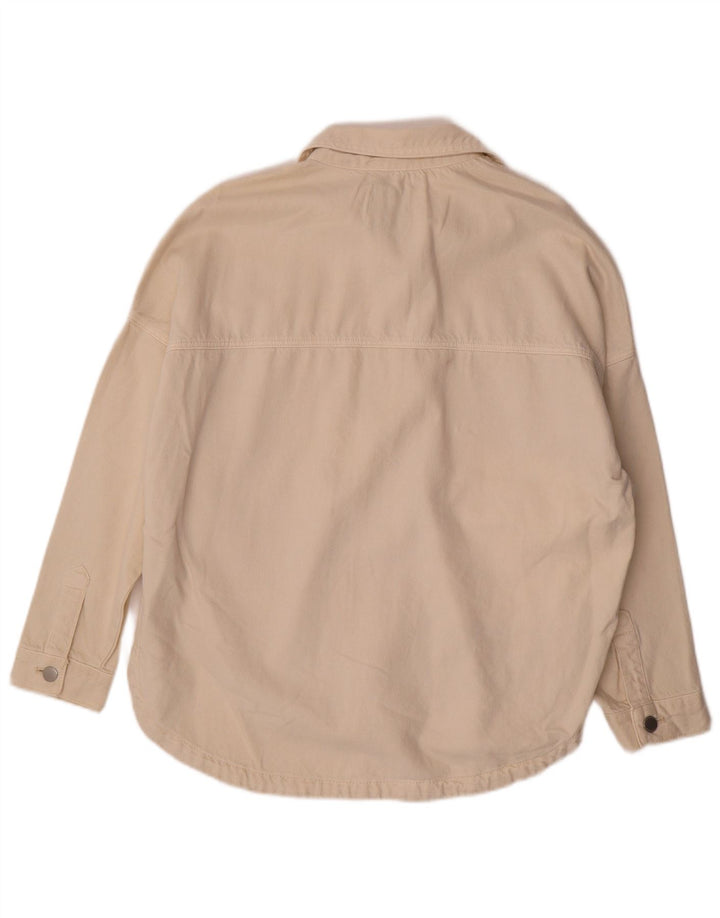 Übergroßes Jeanshemd von Zara für Damen, UK 10, Größe S, Beige, Baumwolle