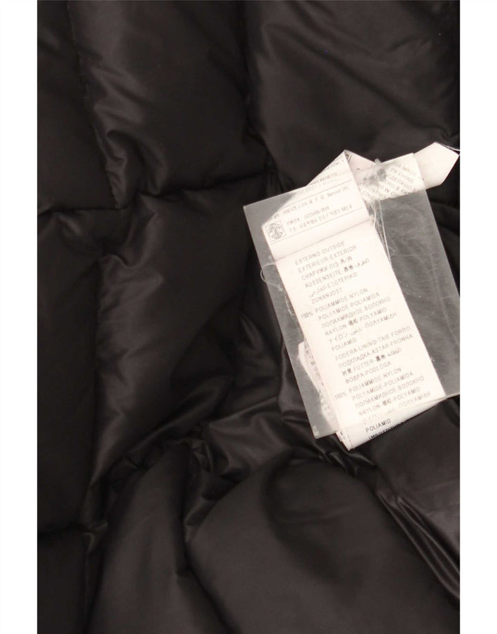 Benetton Womens Hooded Padded Coat UK 14 Medium Black Polyamide