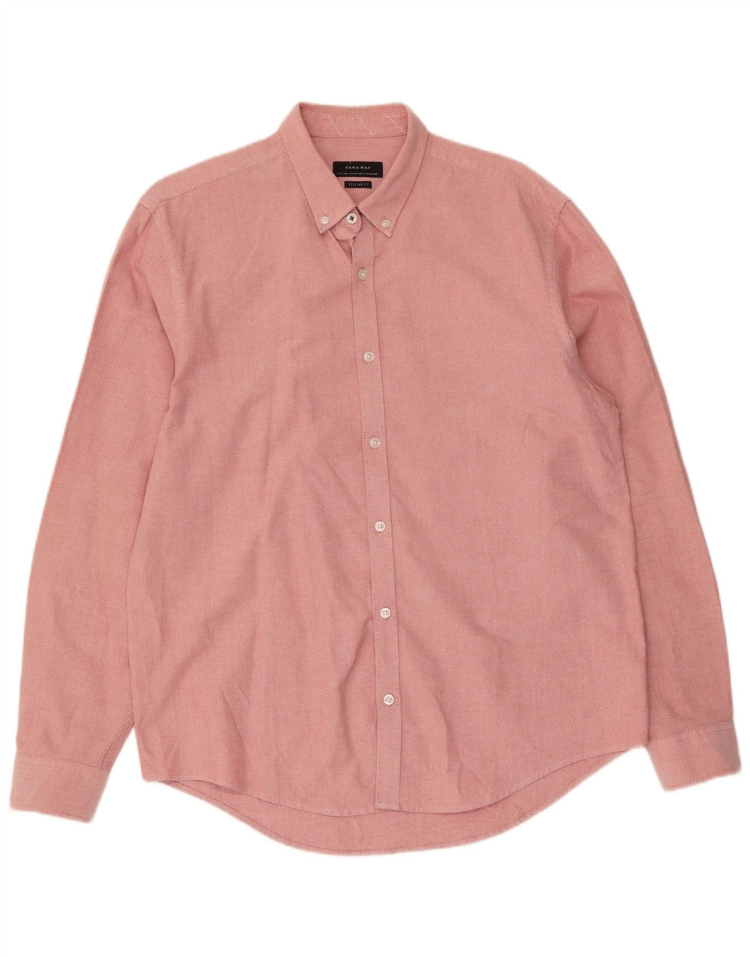 Zara Herren-Hemd mit normaler Passform, Größe L, Rosa