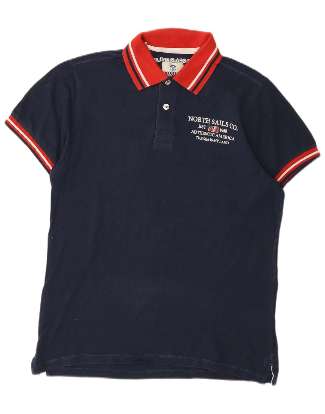 North Sails Herren-Poloshirt, groß, marineblau, Colourblock-Baumwolle