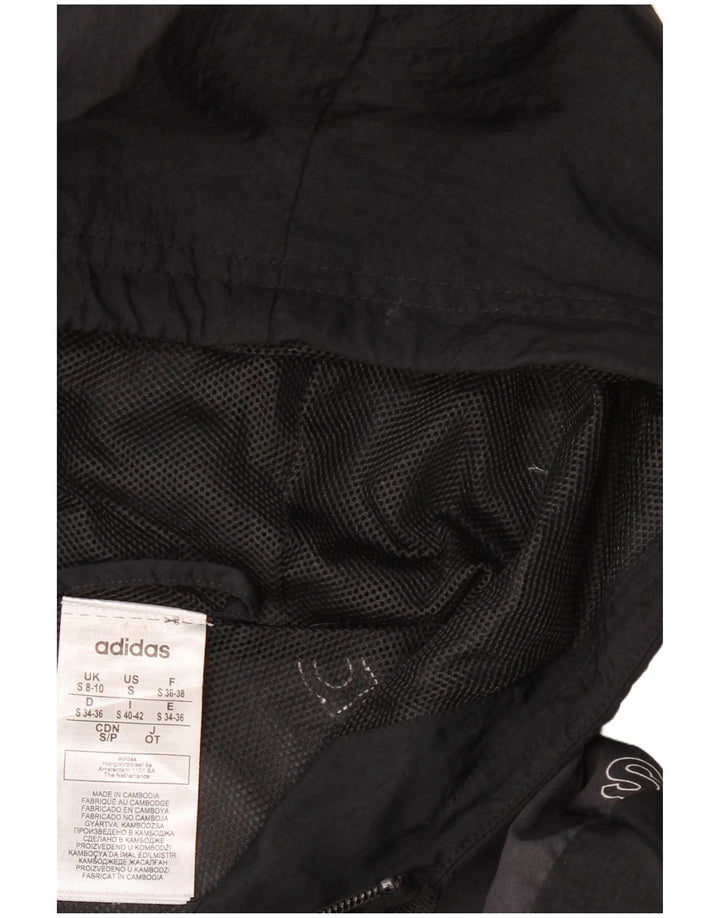 Adidas Damen Graphic Hooded Rain Jacket UK 8/10 Small Schwarz Colourblock