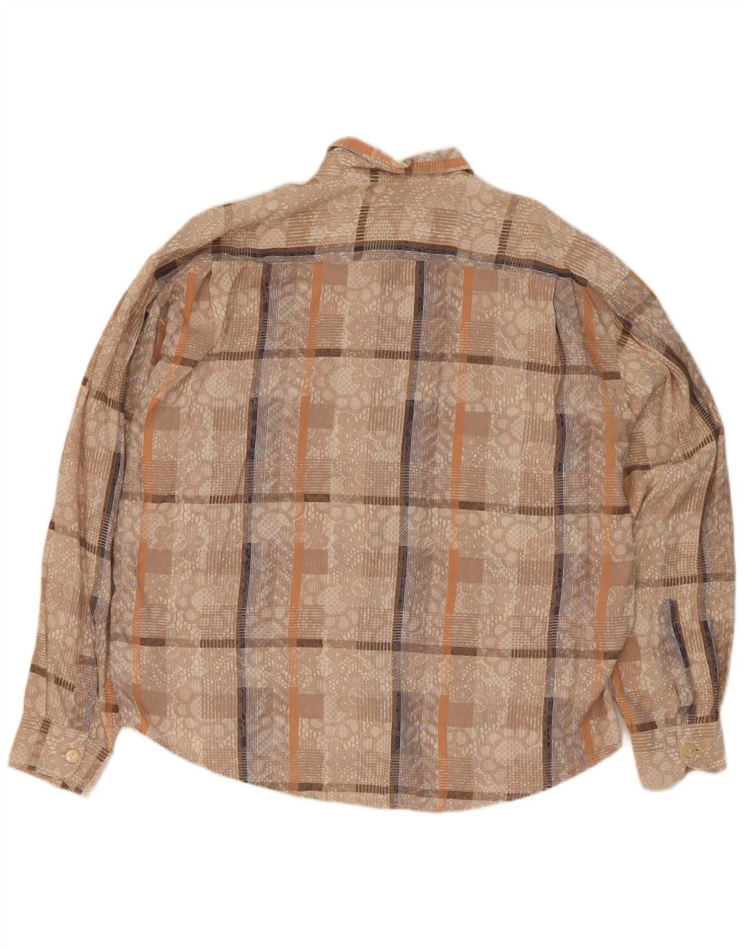 Morgan & Donavan Herrenhemd, Größe 41/42, große beige karierte Viskose