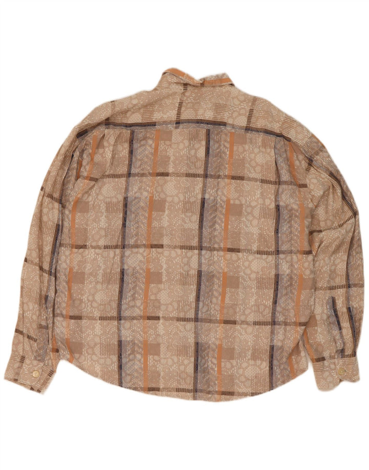 Morgan & Donavan Herrenhemd, Größe 41/42, große beige karierte Viskose