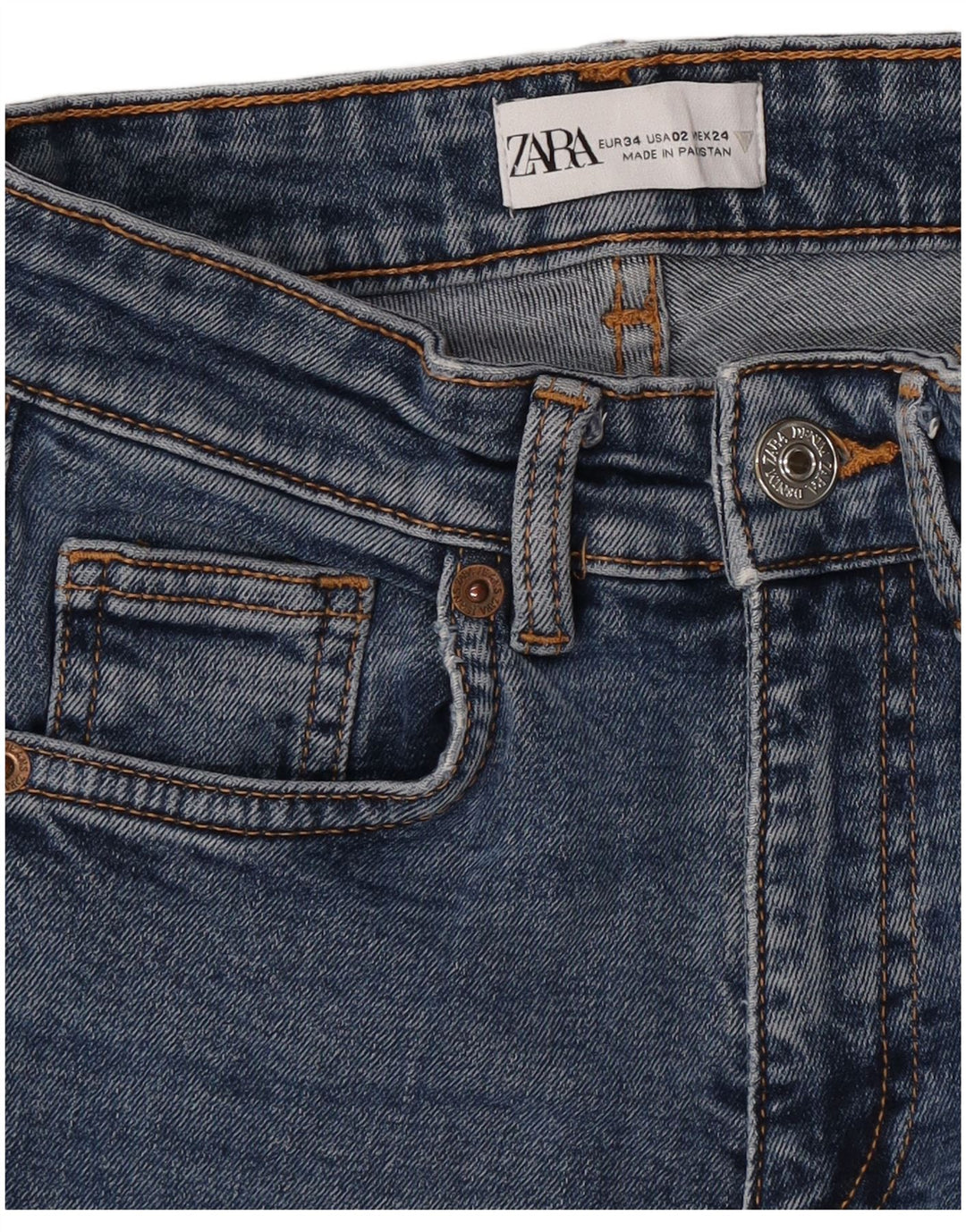 Zara Damen Bootcut Jeans EU 34 2XS W24 L26 Blau