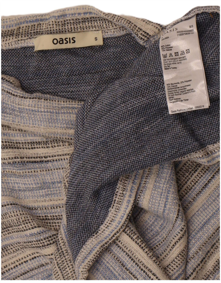 Oasis Damen Top Langarm UK 10 Small Blau gestreift Baumwolle