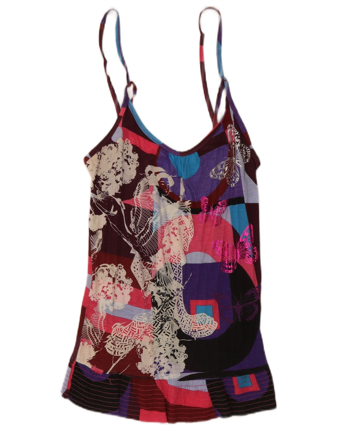Desigual Womens Graphic Cami Top UK 12 Medium Mehrfarbiger Schmetterling