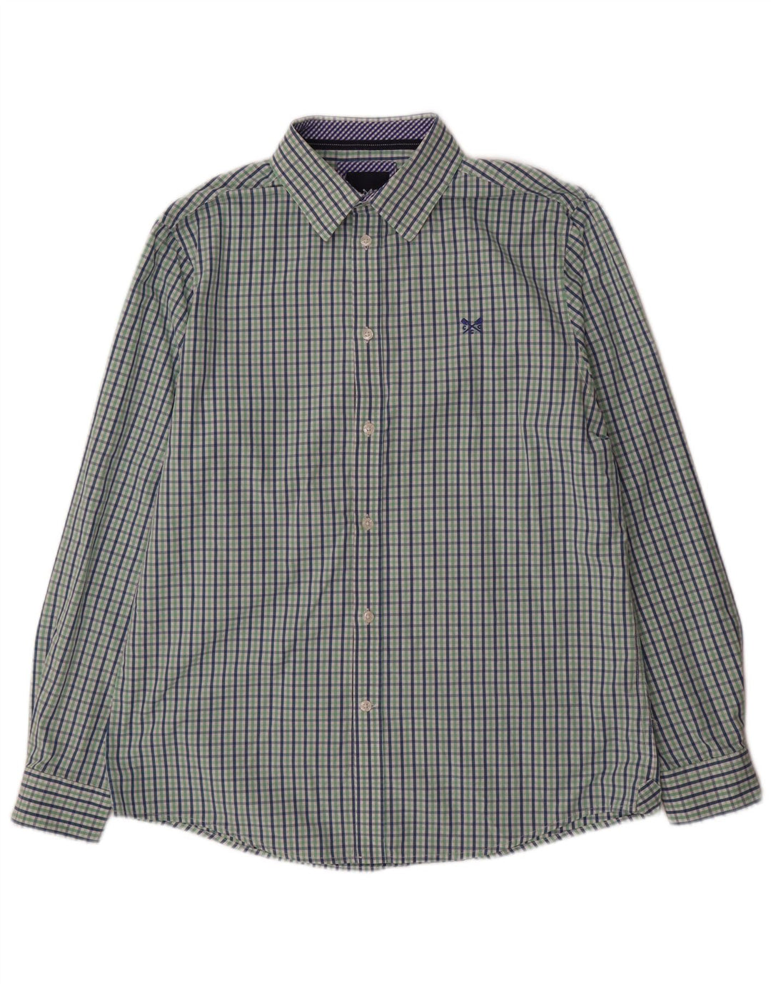 Crew Clothing Herren-Hemd mit klassischer Passform, mittelgrüne Gingham-Baumwolle