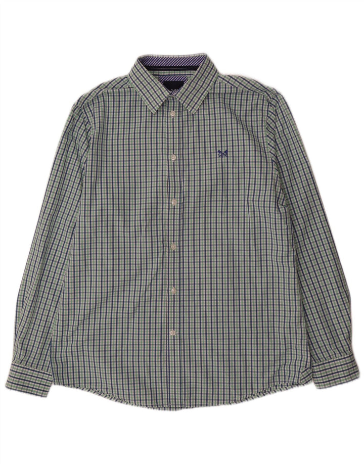 Crew Clothing Herren-Hemd mit klassischer Passform, mittelgrüne Gingham-Baumwolle