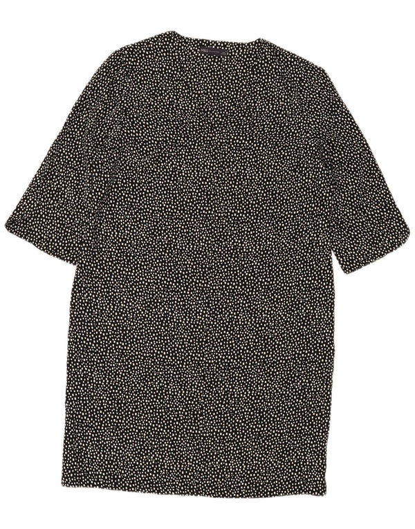 MARKS & SPENCER Womens Shift Dress UK 14 Large Black Geometric Polyester