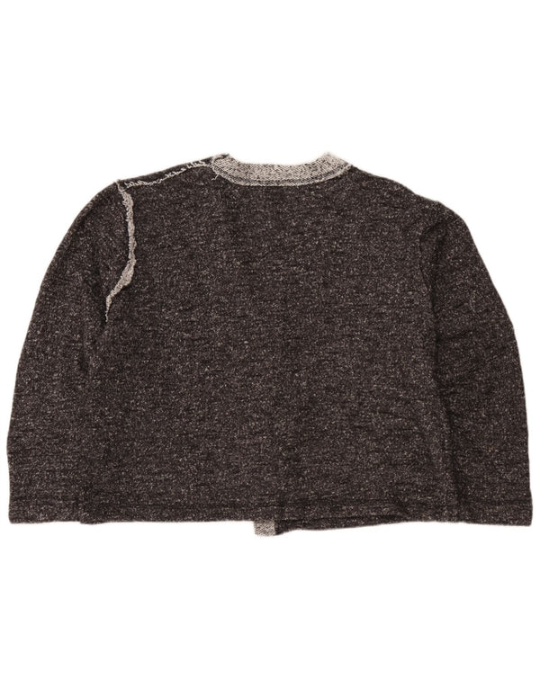 Zara Damen Crop Cardigan Pullover UK 16 Große grau gefleckte Baumwolle