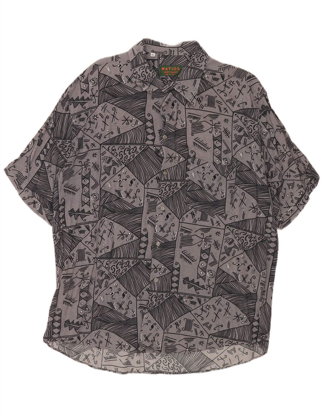 Vintage Herren Kurzarmshirt XL Grau Geometrisch