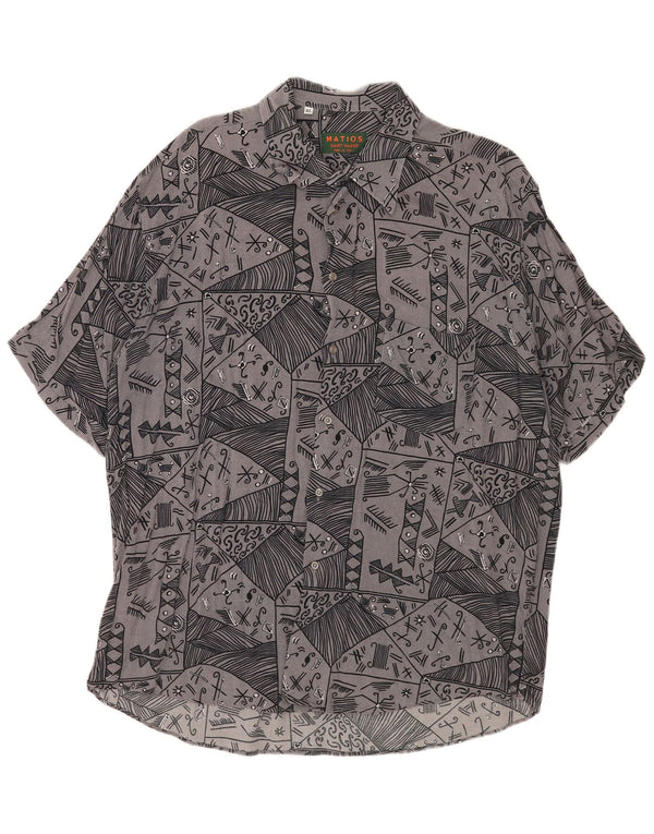 Vintage Herren Kurzarmshirt XL Grau Geometrisch