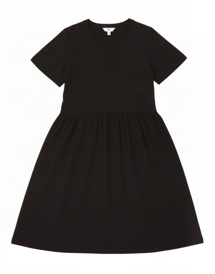 Marks & Spencer Damen A-Linien-Kleid UK 12 Mittelschwarze Baumwolle