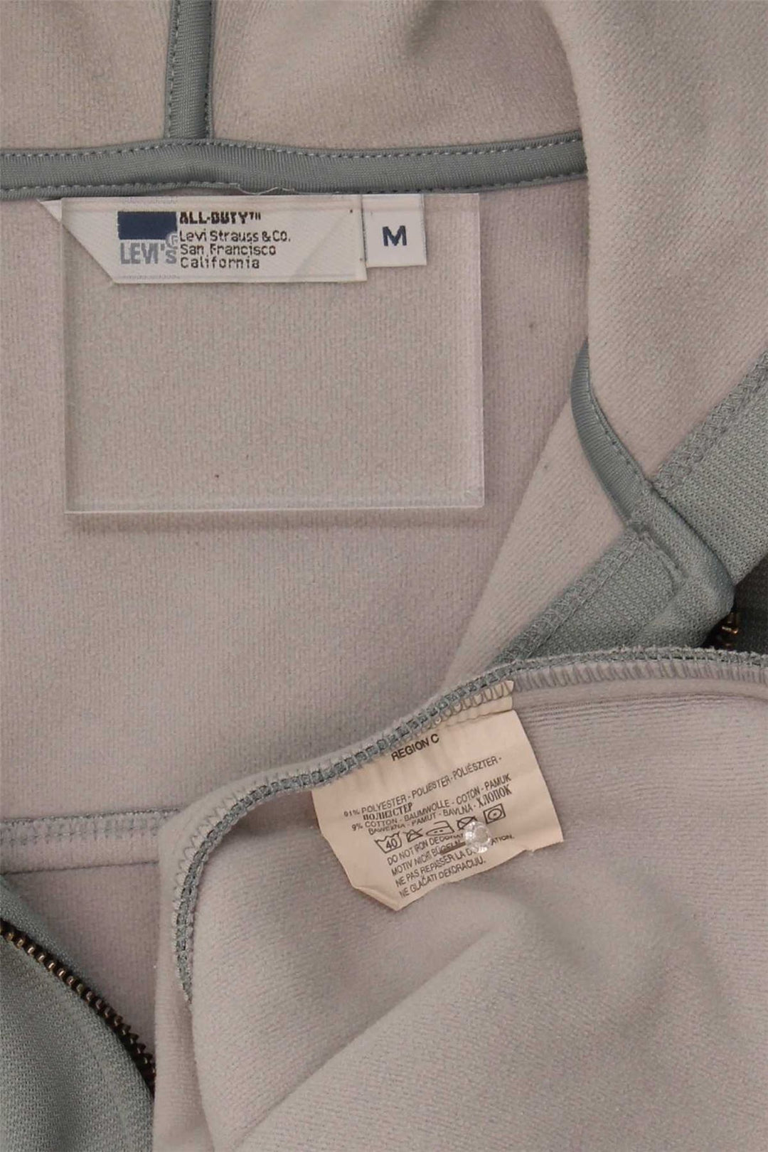 LEVI'S Mens Zip Neck Hoodie Jumper Medium Grey Polyester