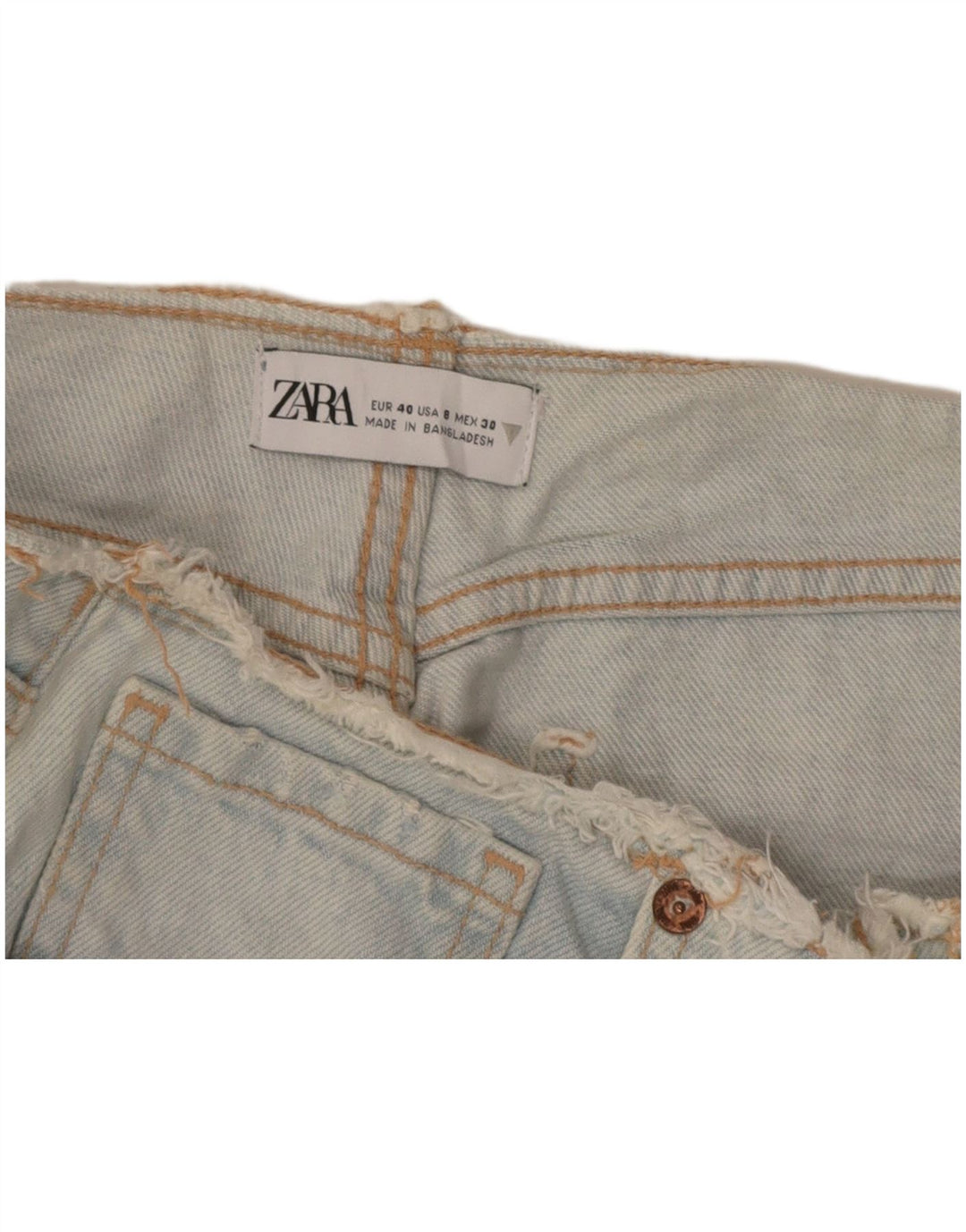 ZARA Womens Distressed High Waist Denim Shorts EU 40 Medium W30 Blue