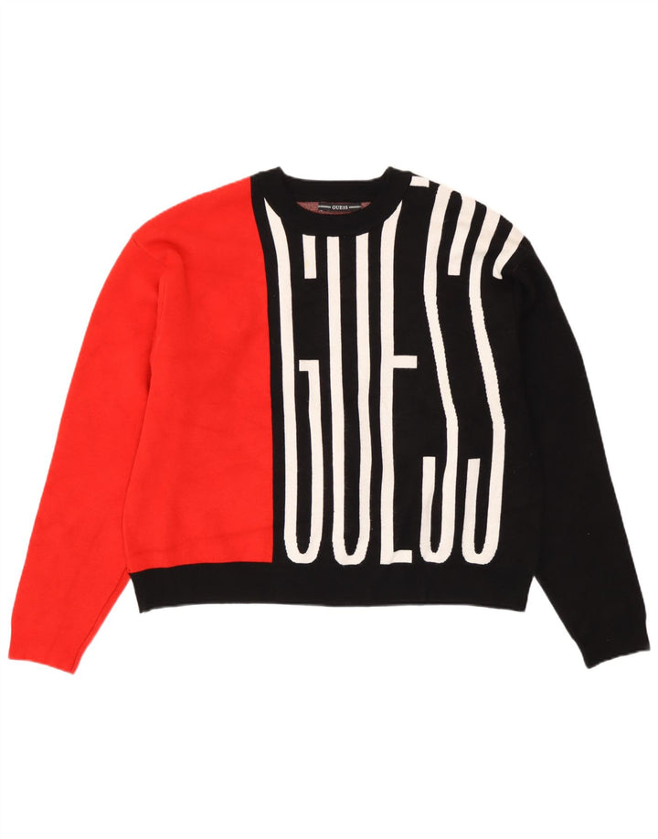 Guess Damen-Pullover, übergroß, Rundhalsausschnitt, Gr. 8, Schwarz