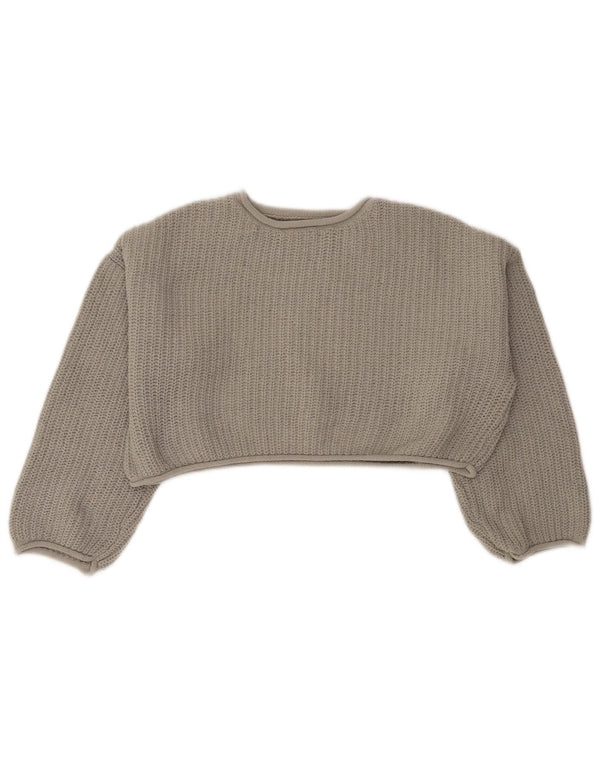 Zara Mädchen-Pullover, lockere Passform, bauchfrei, Rundhalsausschnitt, 11–12 Jahre, Grau