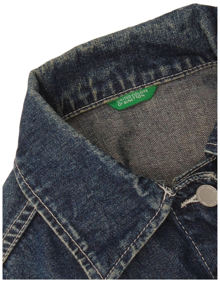 Benetton Womens Crop Denim Jacke UK 10 Small Blaue Baumwolle