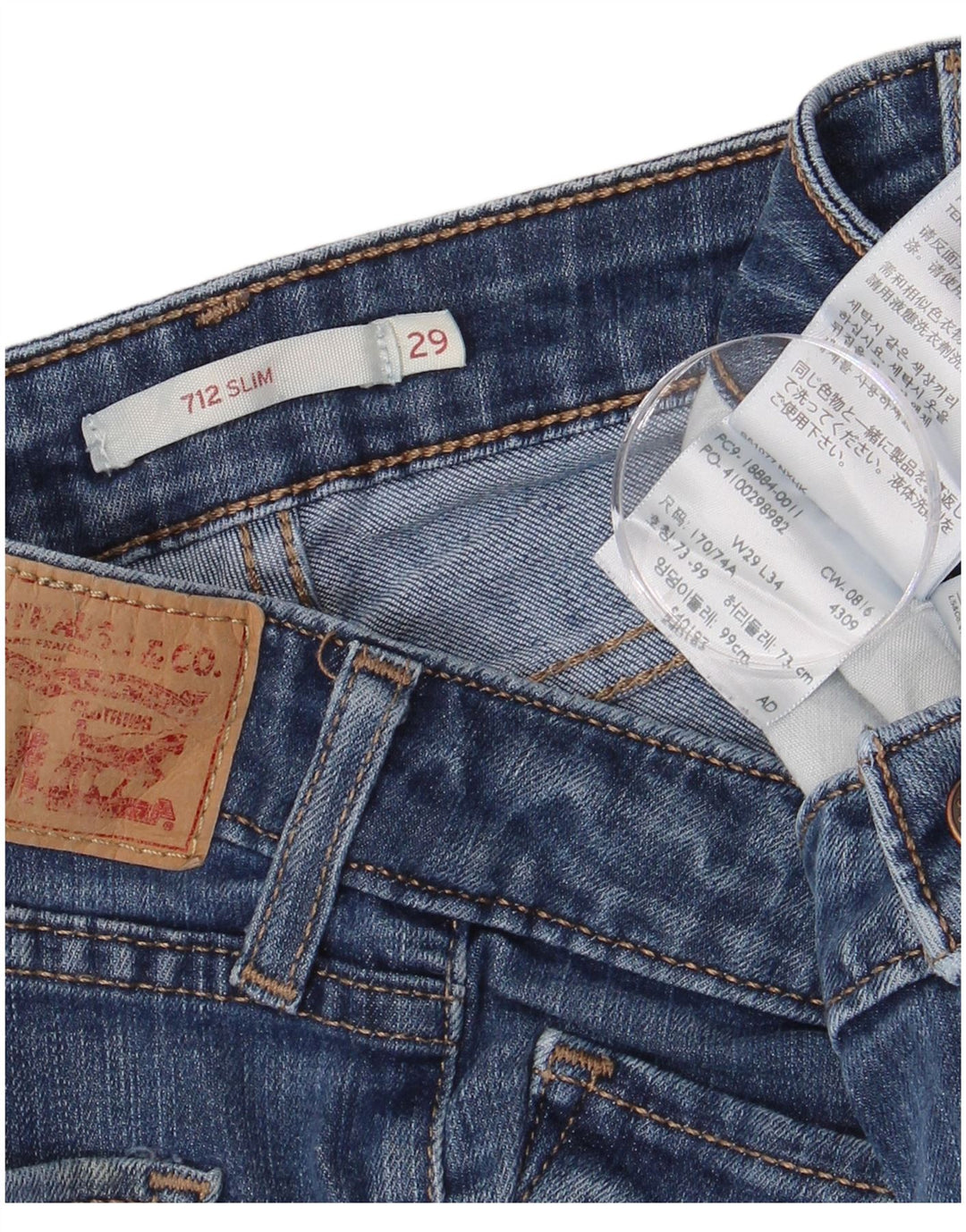 LEVI'S Damen 712 Slim Jeans W29 L34 Blaue Baumwolle