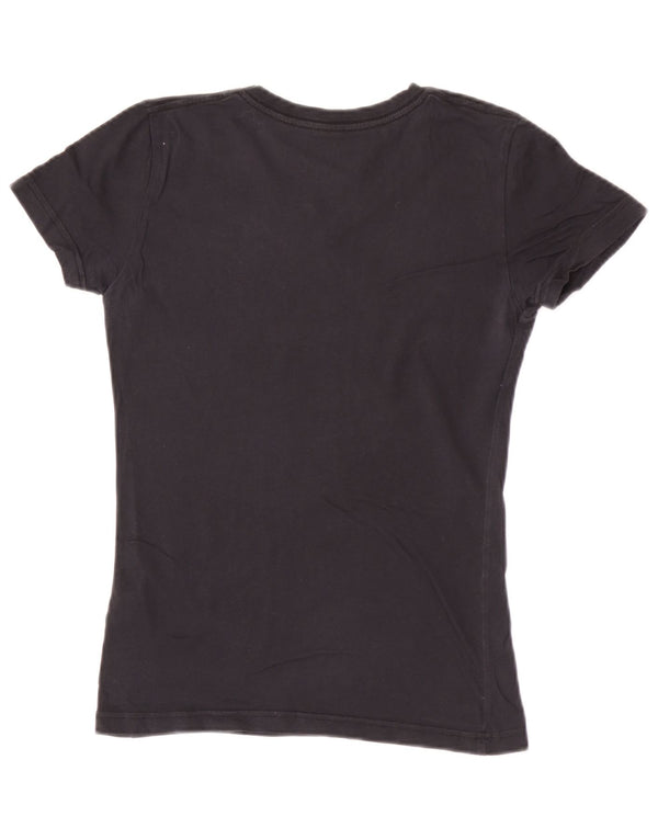 Nike Damen Slim Fit T-Shirt Top UK 10 Small Schwarz Baumwolle