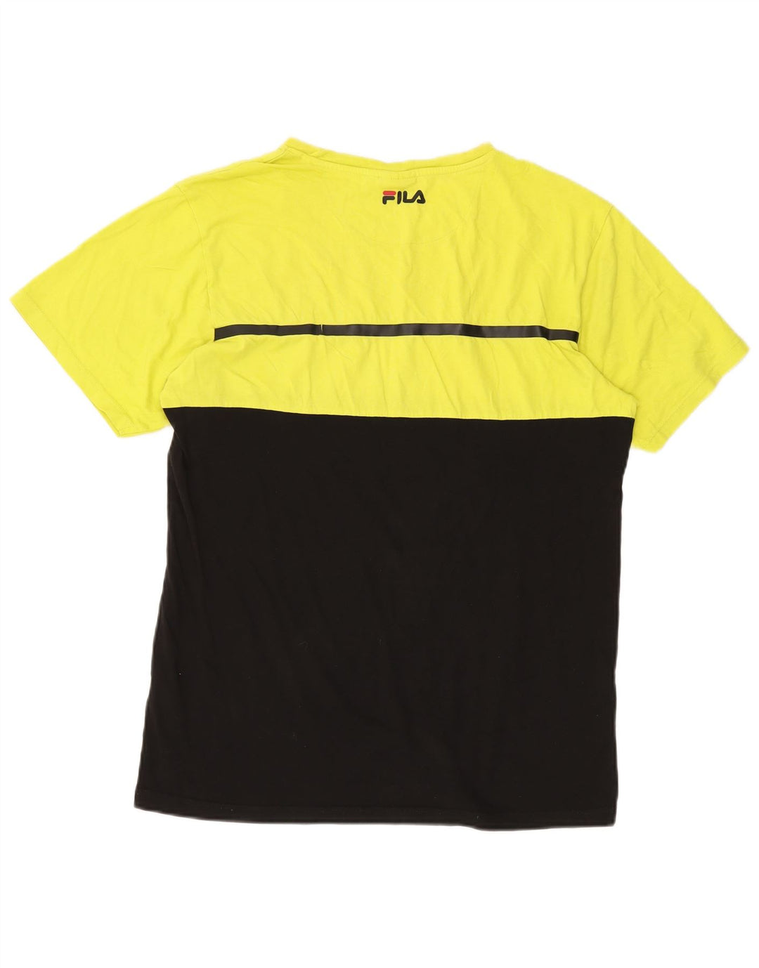 FILA Herren-Grafik-T-Shirt-Oberteil XL aus schwarzer Colourblock-Baumwolle