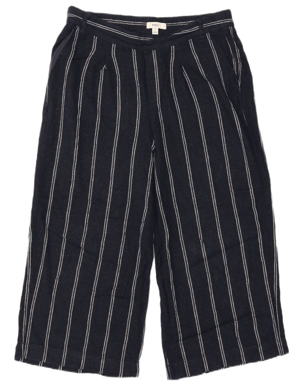 Marks & Spencer Damen Caprihose UK 14 Large W34 L23 Marineblau gestreift