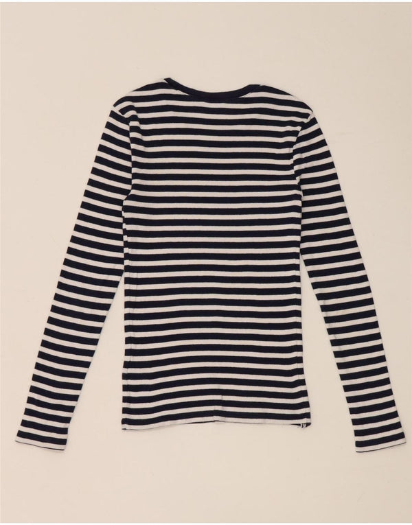 Polo Ralph Lauren Damen Top Langarm UK 4 XS Marineblau gestreift Baumwolle