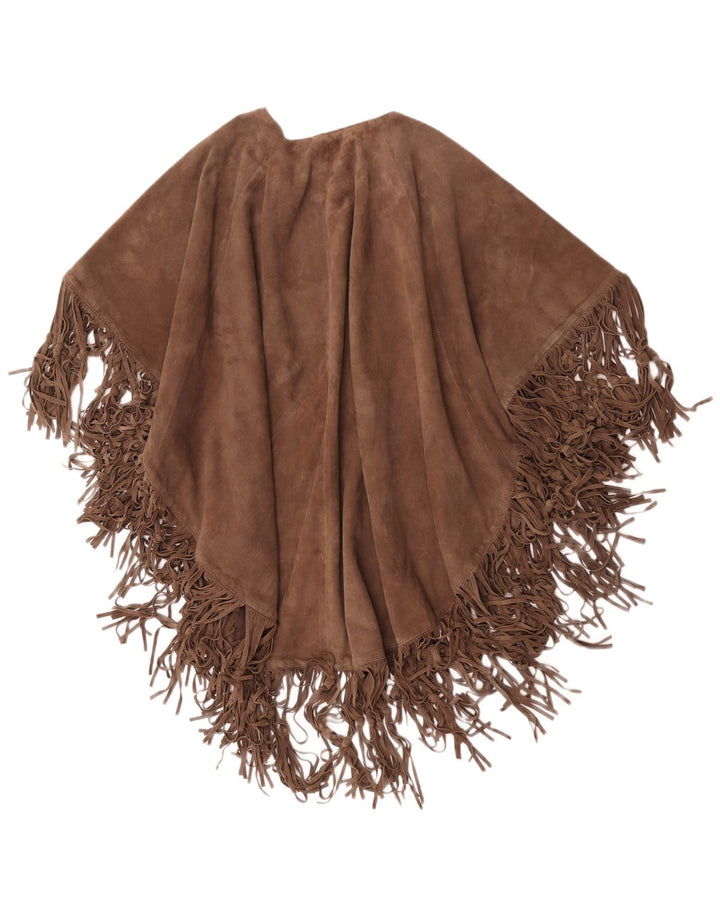 Vintage Damen Wildleder Cape Mantel Einheitsgröße Braun