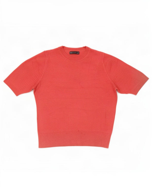 Marks & Spencer Damen Kurzarm-Blusenoberteil UK 14 Mittelrosa Viskose