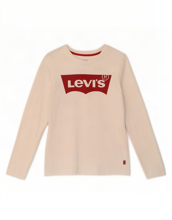 Levi's Mädchen-Grafikoberteil, langärmlig, 11–12 Jahre, Weiß