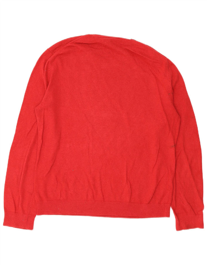 Gap Herren-Pullover mit Rundhalsausschnitt, Größe L, aus roter Baumwolle