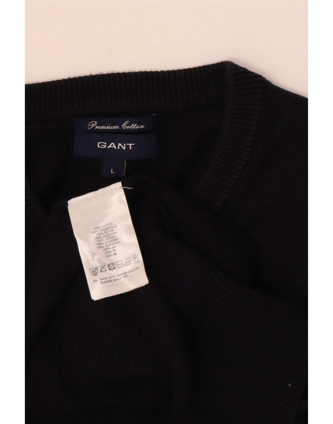 Gant Herren-Pullover, reguläre Passform, V-Ausschnitt, groß, marineblau, Baumwolle