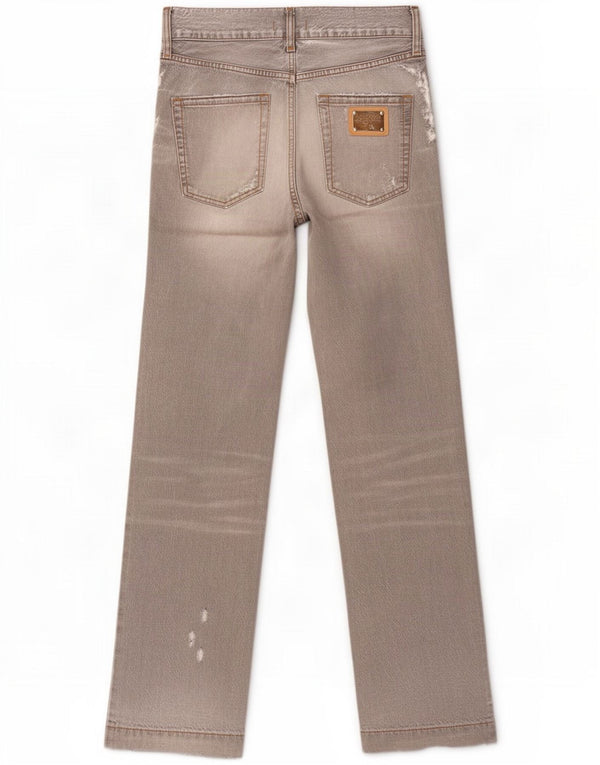 Dolce & Gabbana Damen Distressed Straight Jeans IT 48 XL W34 L32 Grau